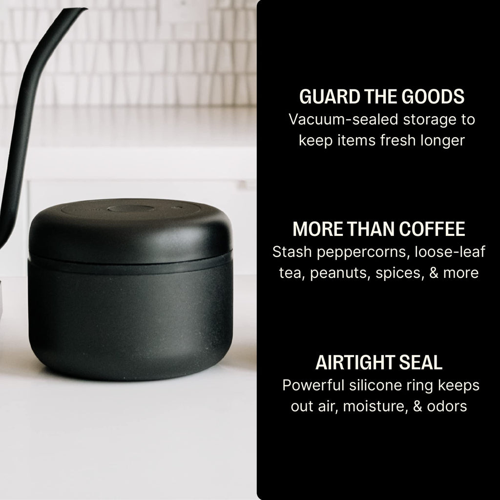 Fellow Atmos Vacuum Canister – Airtight Coffee Storage, Matte Black, 0.4L