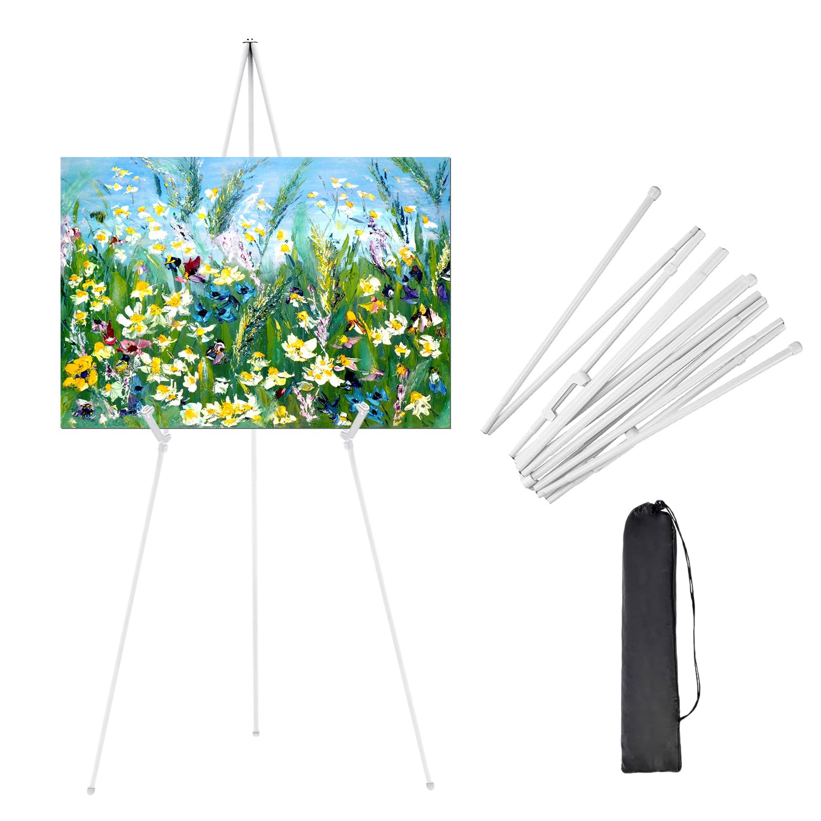 XRCHAA 66" Adjustable Metal Easel Stand | Portable Tripod for Art Display