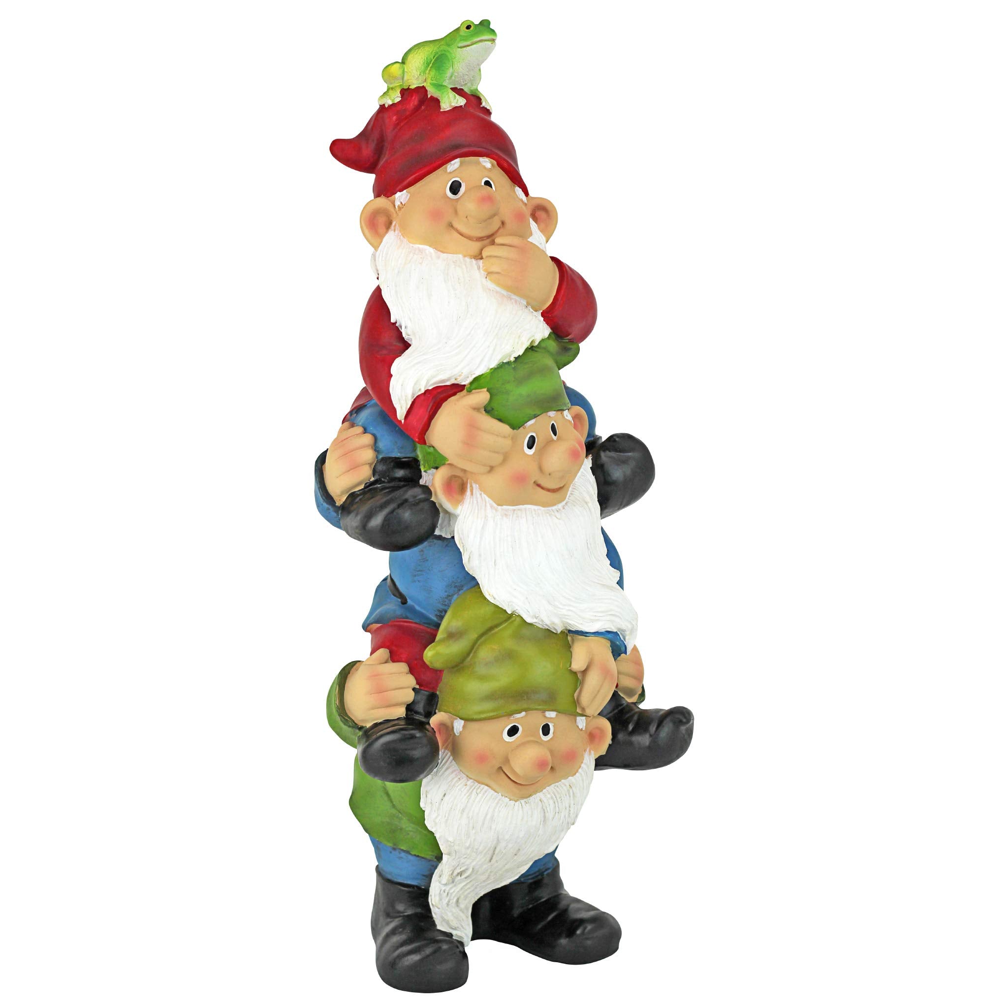 Design Toscano Tower of Three Garden Gnomes - Funny Outdoor Lawn Statue