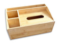 Jolof Store Bamboo Tissue Box Holder – 4 Compartment Desk Organiser