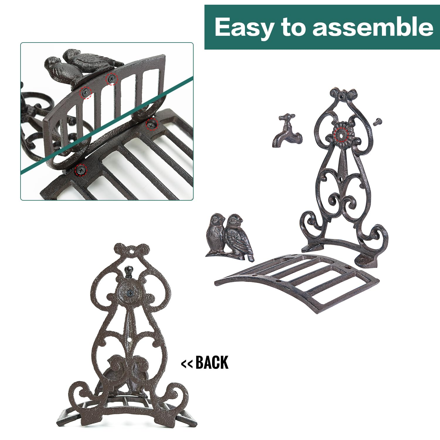 Cast Iron Garden Hose Holder – Vintage Bird Wall Mount Rack