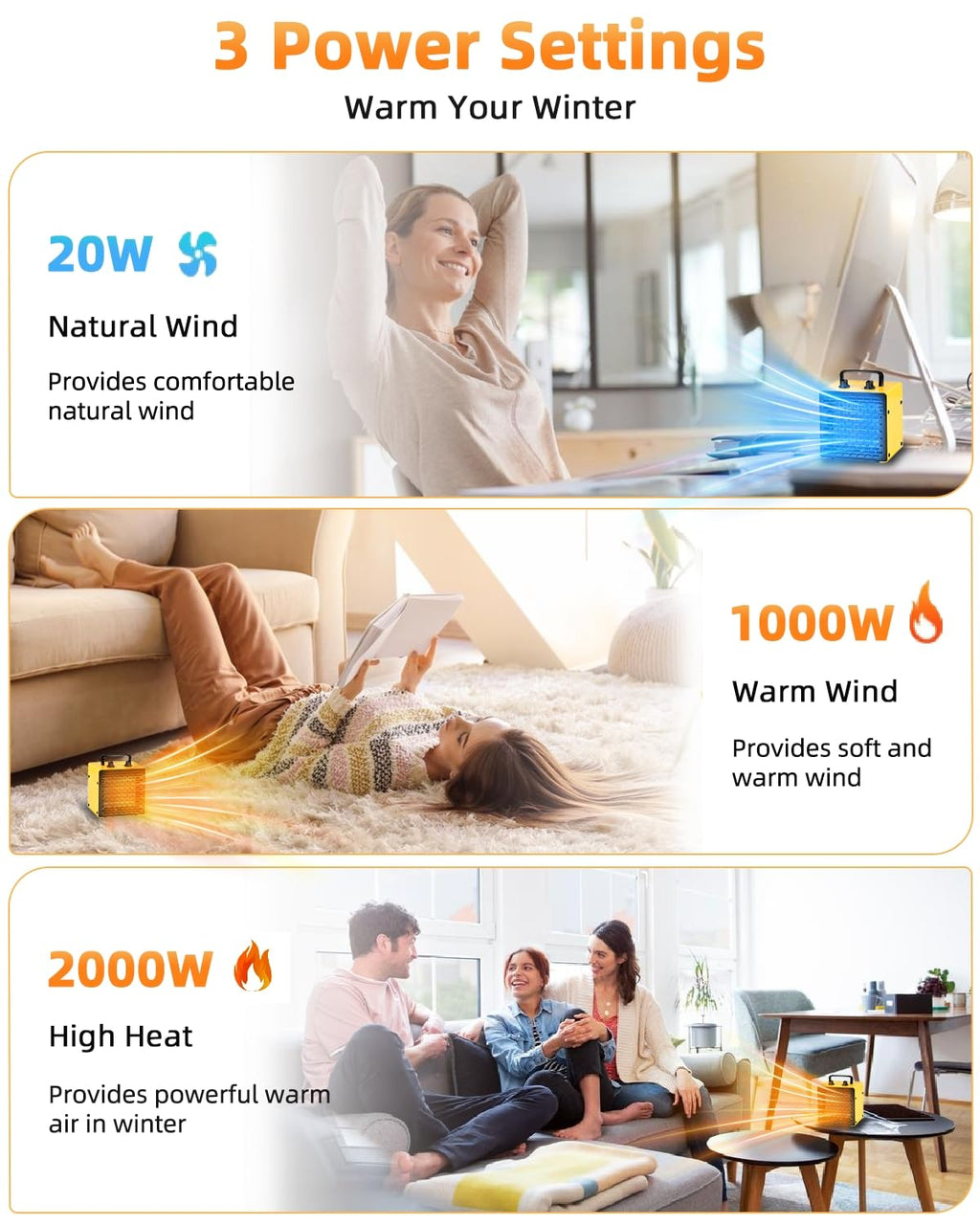 SIAL 2000W Ceramic Space Heater – Portable Desk Fan with Thermostat
