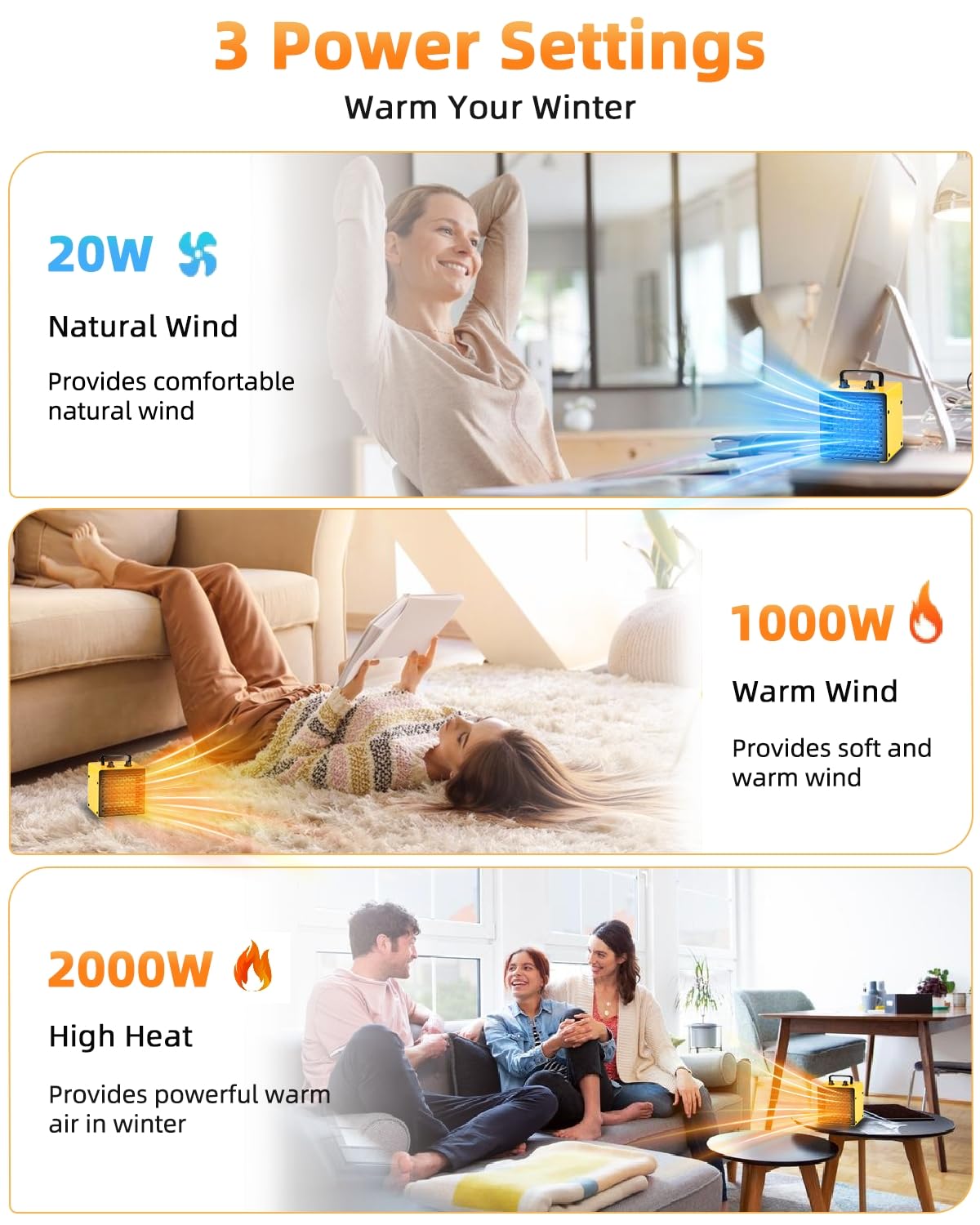 SIAL 2000W Ceramic Space Heater – Portable Desk Fan with Thermostat