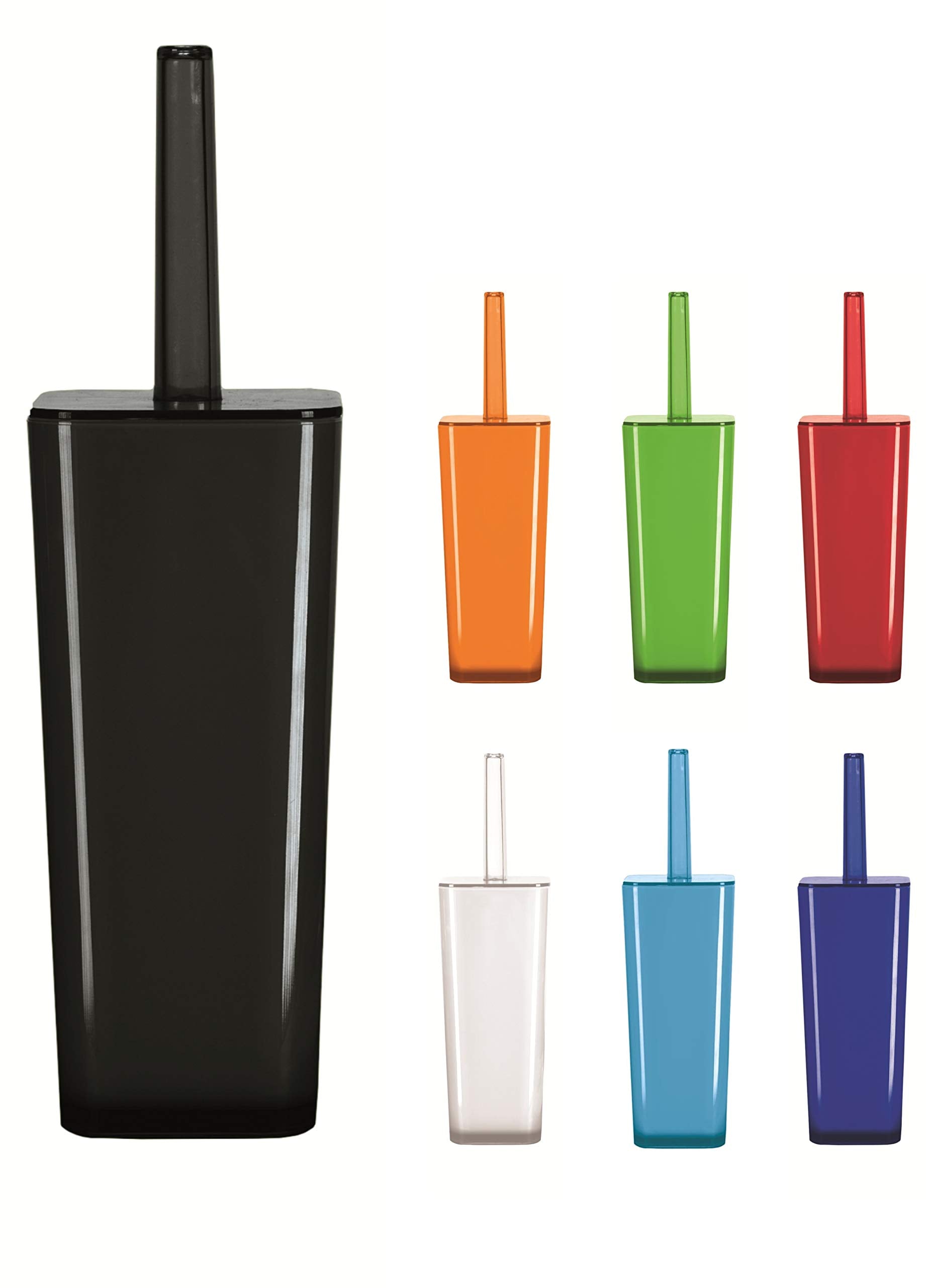 Jolof Store Enclosed Plastic Toilet Brush and Holder - Black - 37cm