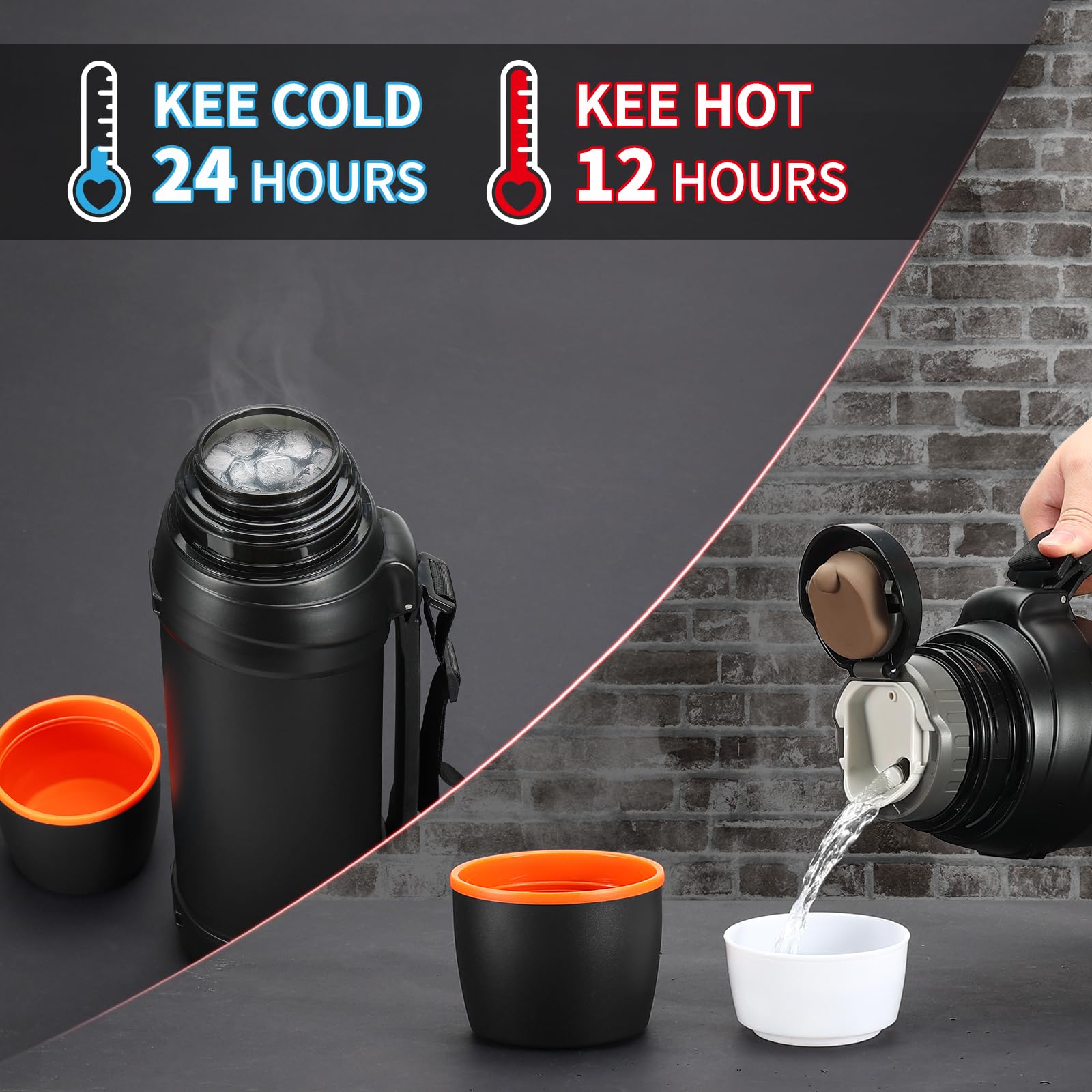 Olerd 2.5L Stainless Steel Insulated Flask – Large Vacuum Travel Bottle