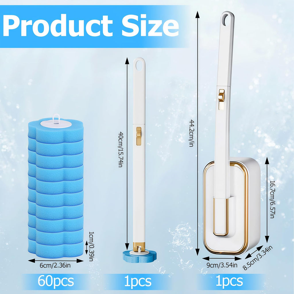 Kisizity Disposable Toilet Brush with 60 Refills, Blue Toilet Wand Kit - image 2