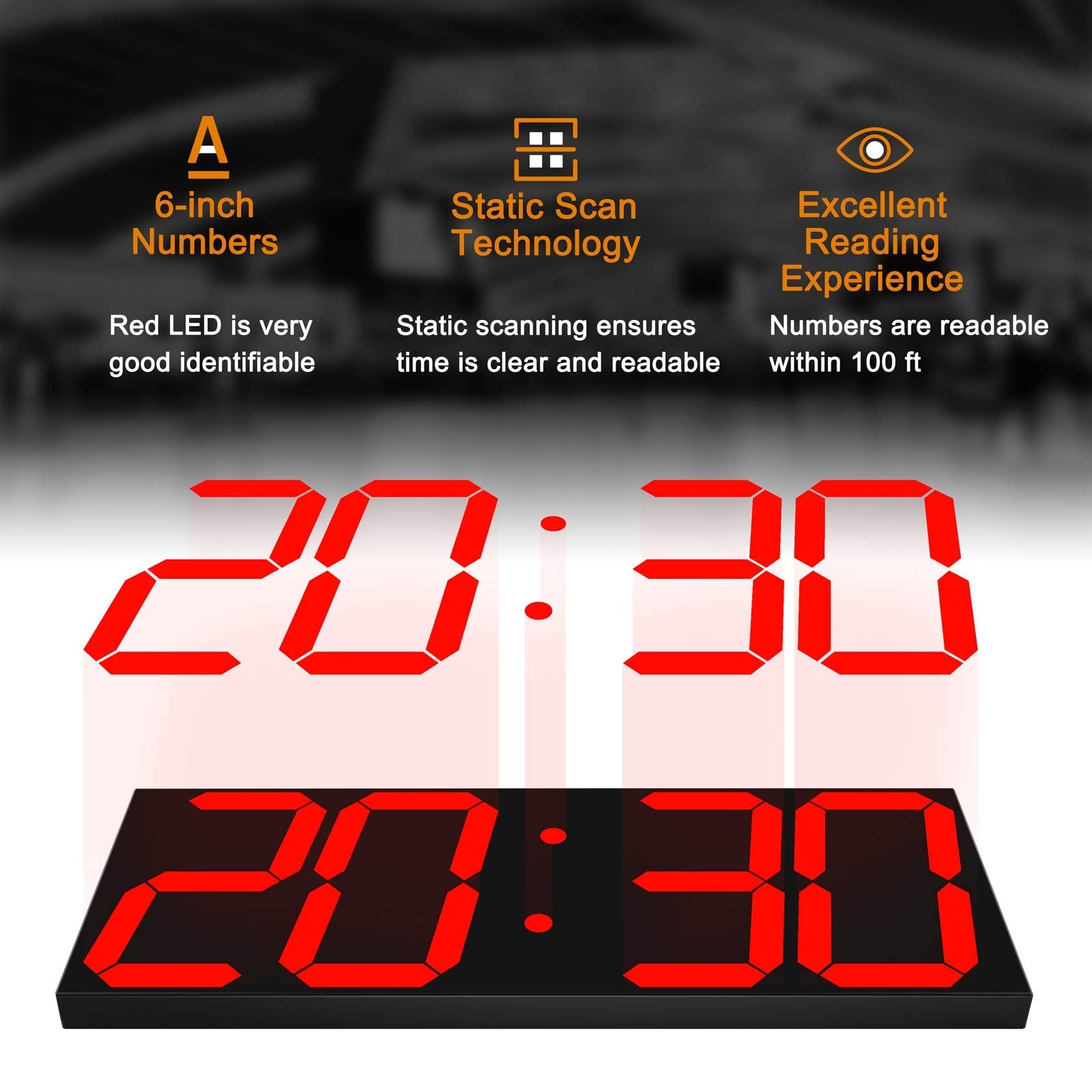 CHKOSDA Large Digital Wall Clock | 6" LED Display with Countdown Timer