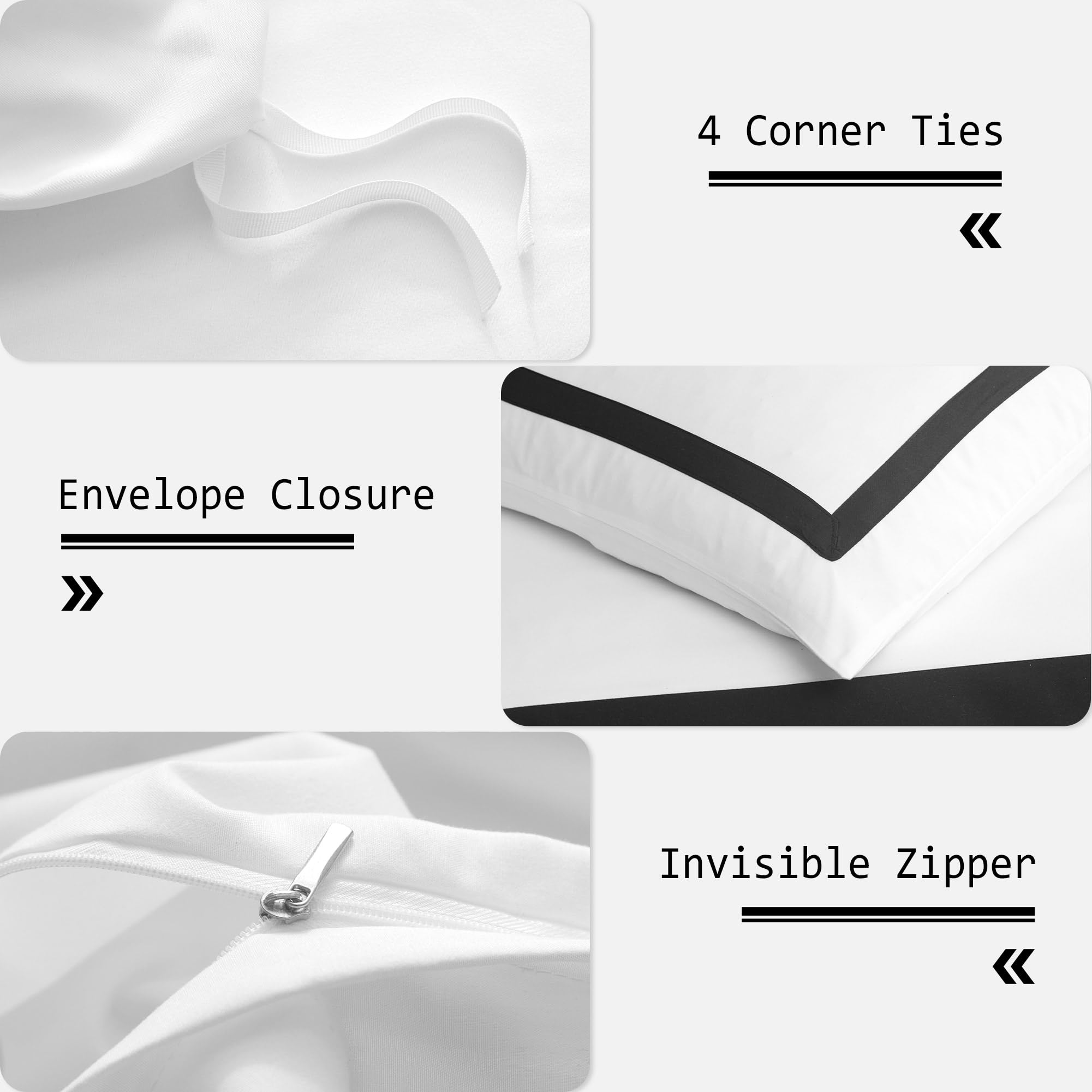 OSVINO Microfiber Duvet Cover Set | Simple Line Hotel Bedding - Black, Double