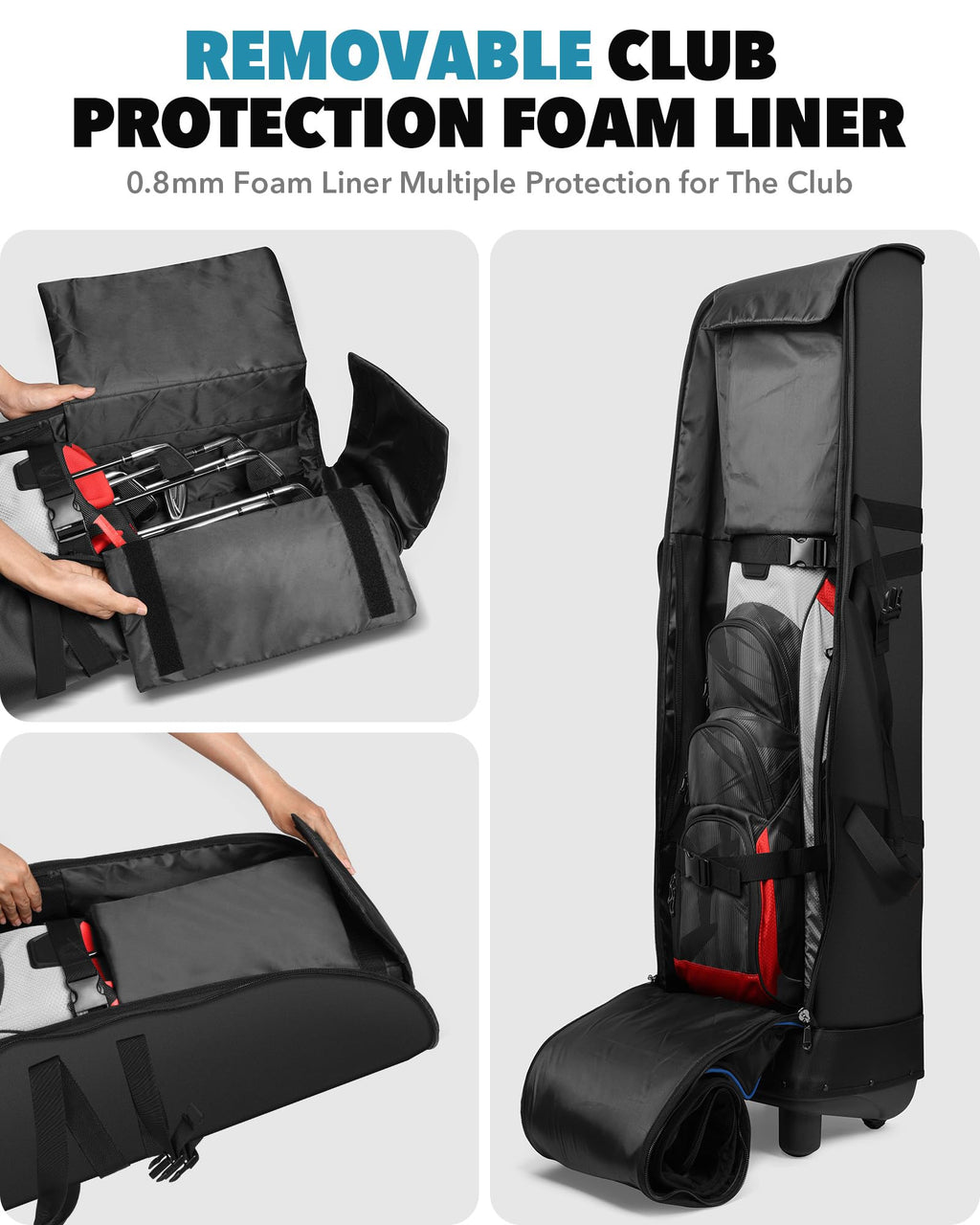 Findway Golf Travel Bag with Wheels | 1680D Waterproof Oxford Flight Case
