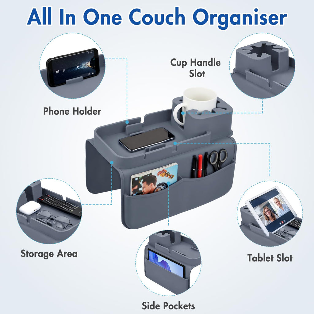 Foyucool Silicone Sofa Arm Tray, Anti-Slip Couch Cup Holder & Sofa Caddy