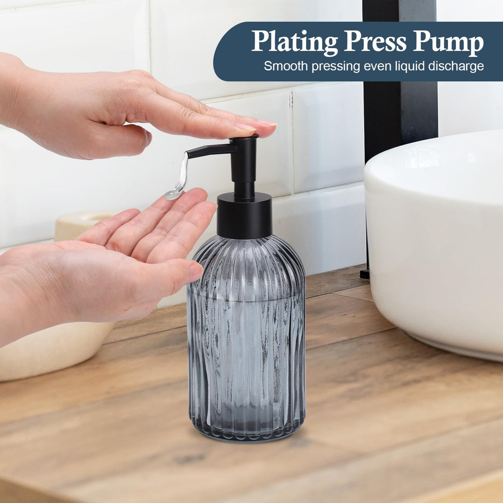 Hejo 2 Pcs 400ml Glass Soap Dispenser with Black Pump - image 4