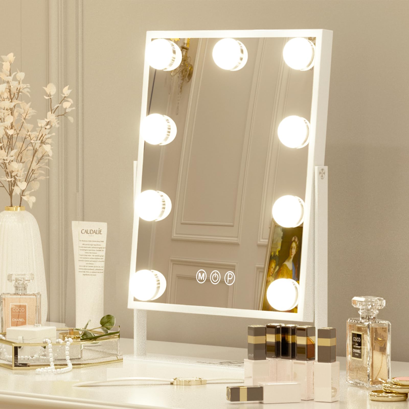 FENCHILIN Hollywood Vanity Mirror with 9 LED Bulbs and 360° Rotation