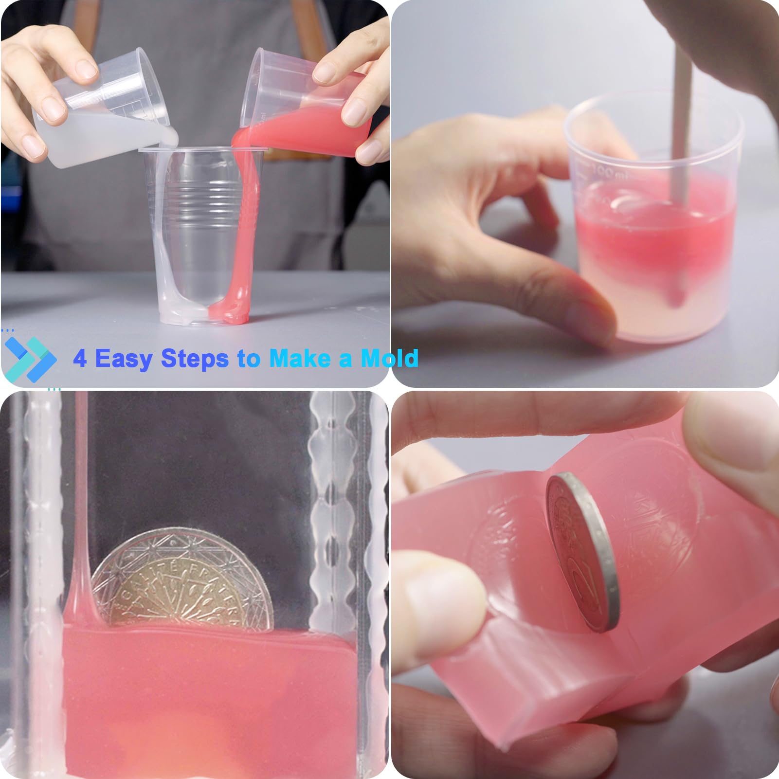 BBDINO Silicone Mold Making Kit - 1 Gallon Clear Platinum Silicone 20A