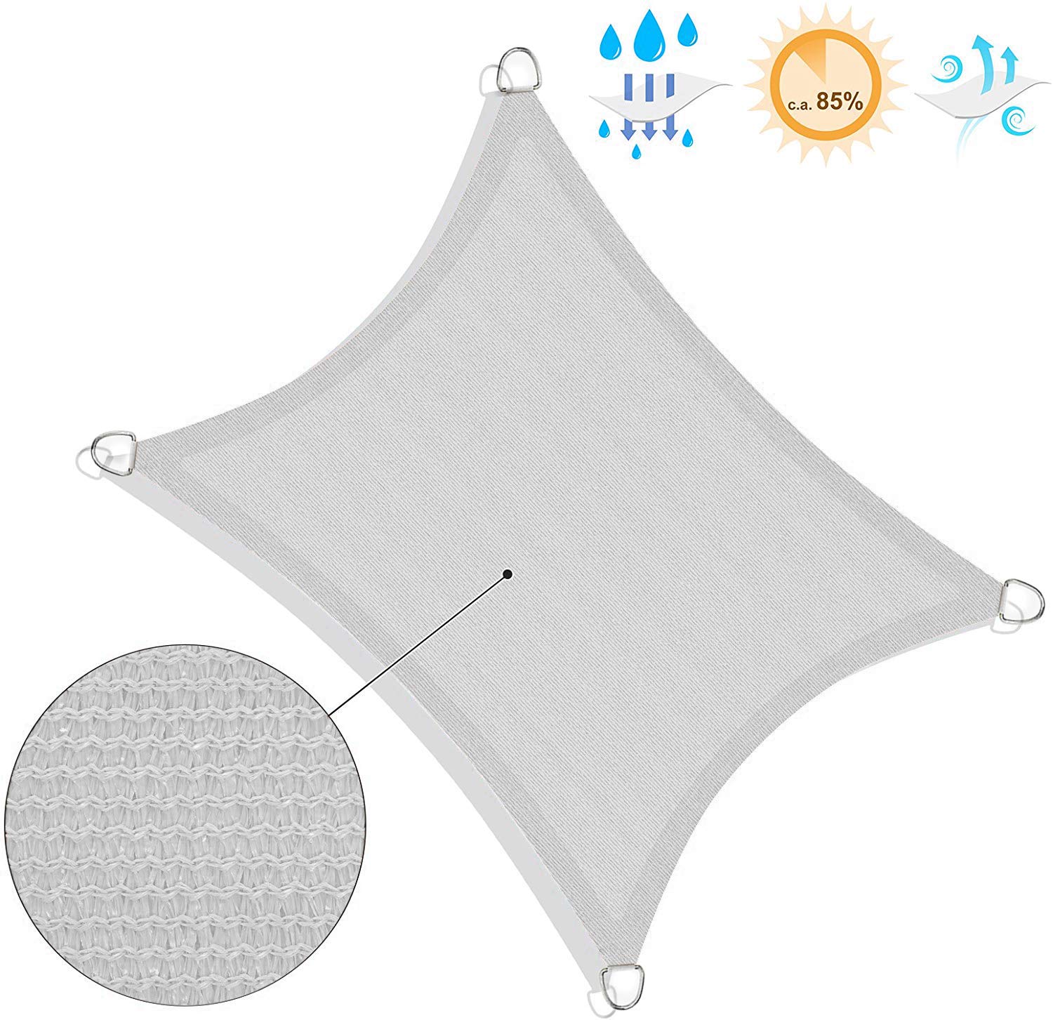 SONGMICS 3 x 5 m Sun Shade Sail – Breathable HDPE Rectangular Awning