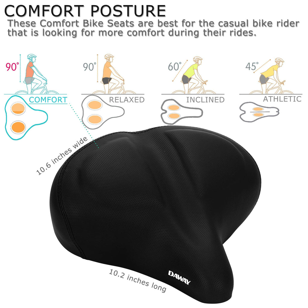 DAWAY C40 Oversized Bike Seat - Memory Foam Wide Bicycle Saddle