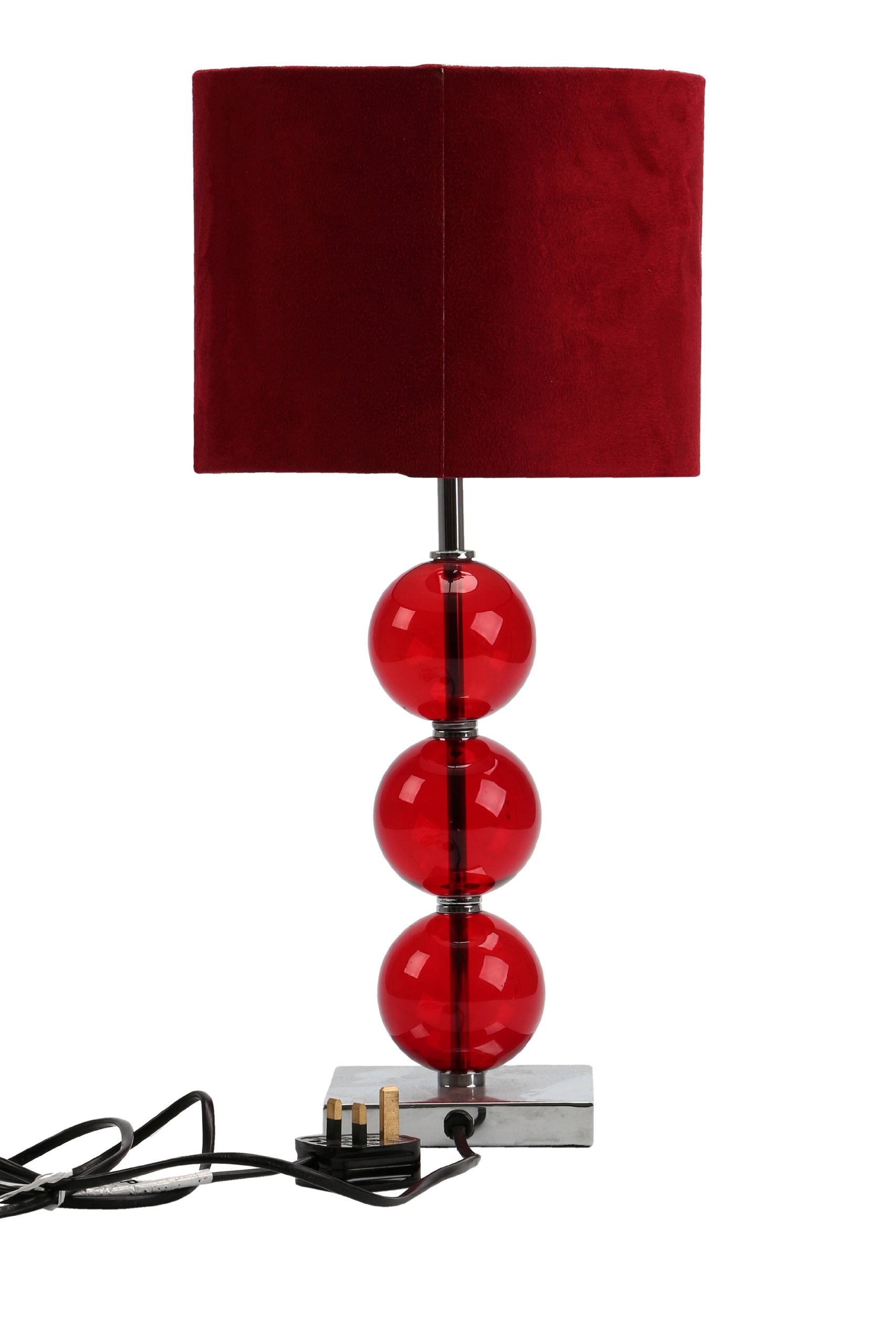 Premier Housewares Red Bedside Table Lamp | Suede Shade & Chrome Base