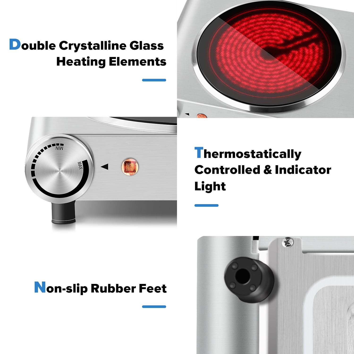 CUSIMAX 2400W Double Hot Plate | Portable Infrared Ceramic Electric Hob