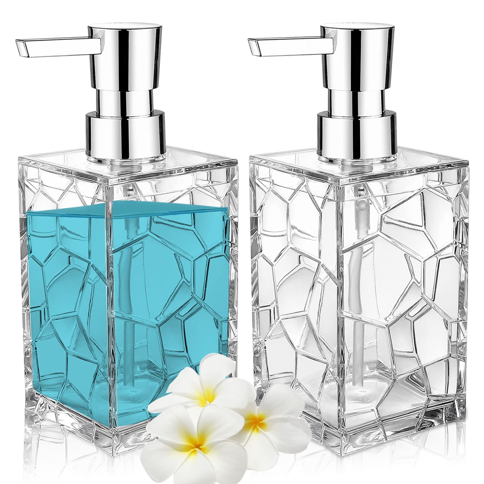 Jolof Store 2-Pack Acrylic Soap Dispenser Set - 10oz Clear Lotion Pump