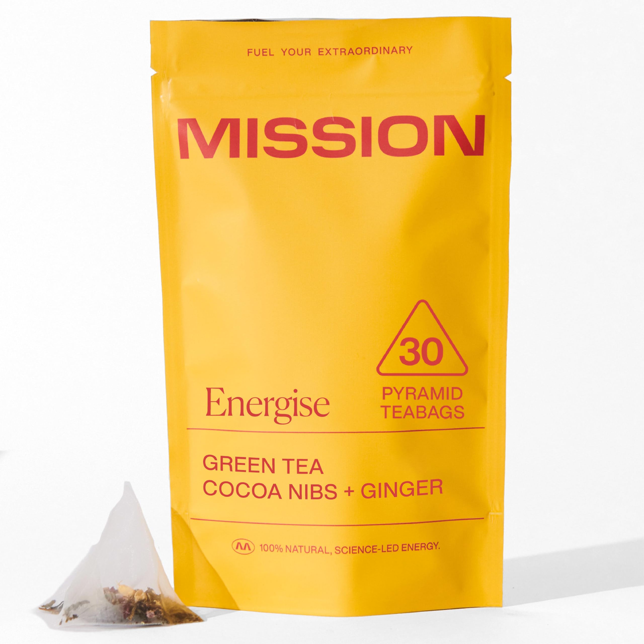 Mission Energise Green Tea – Cocoa & Ginger Focus Blend – 30 Tea Bags