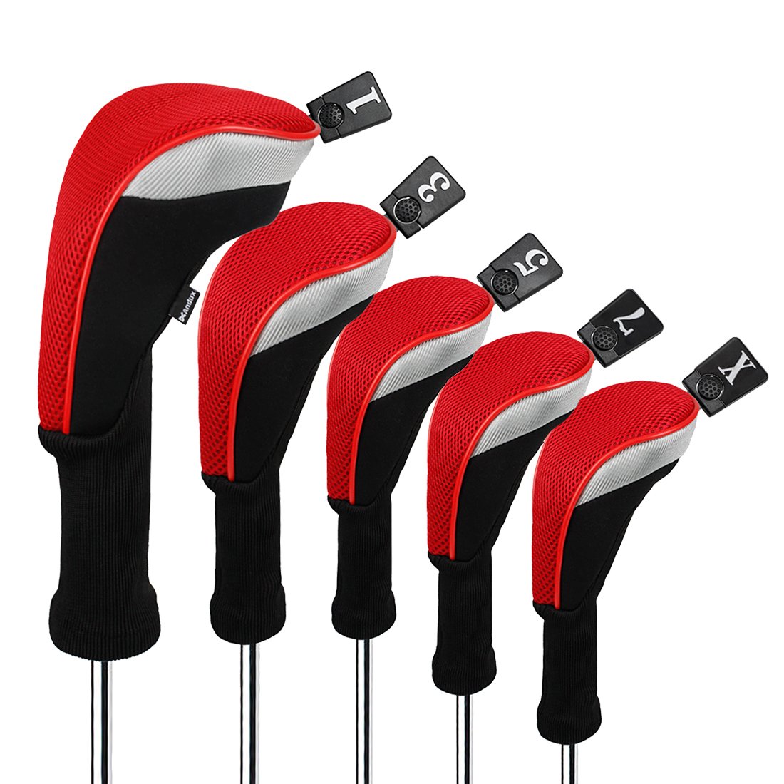 Andux Golf Club Head Covers - 5pc Set for 460cc Driver & Fairway Woods