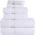 6-Piece Zero Twist 100% Cotton Bath Towel Set – White