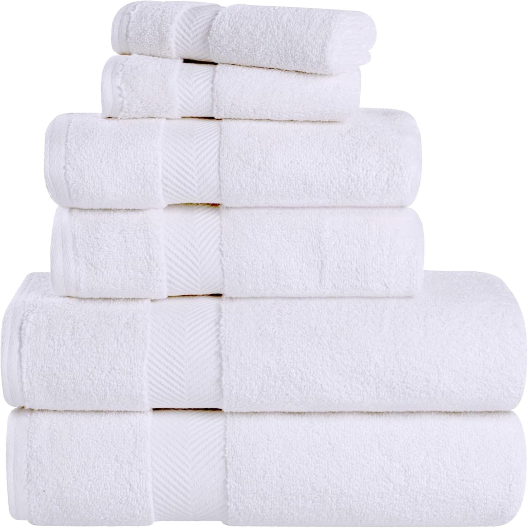 6-Piece Zero Twist 100% Cotton Bath Towel Set – White