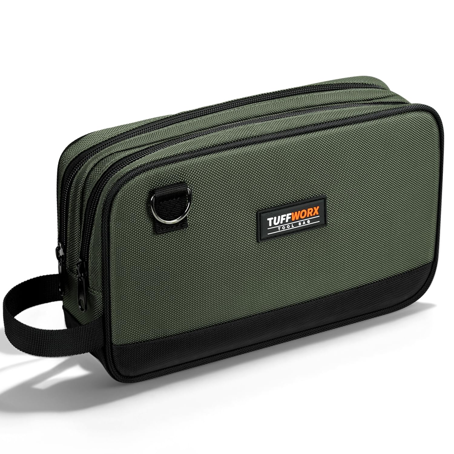 TUFFWORX Small Tool Bag – Dual Compartment Zippered Pouch, Grey