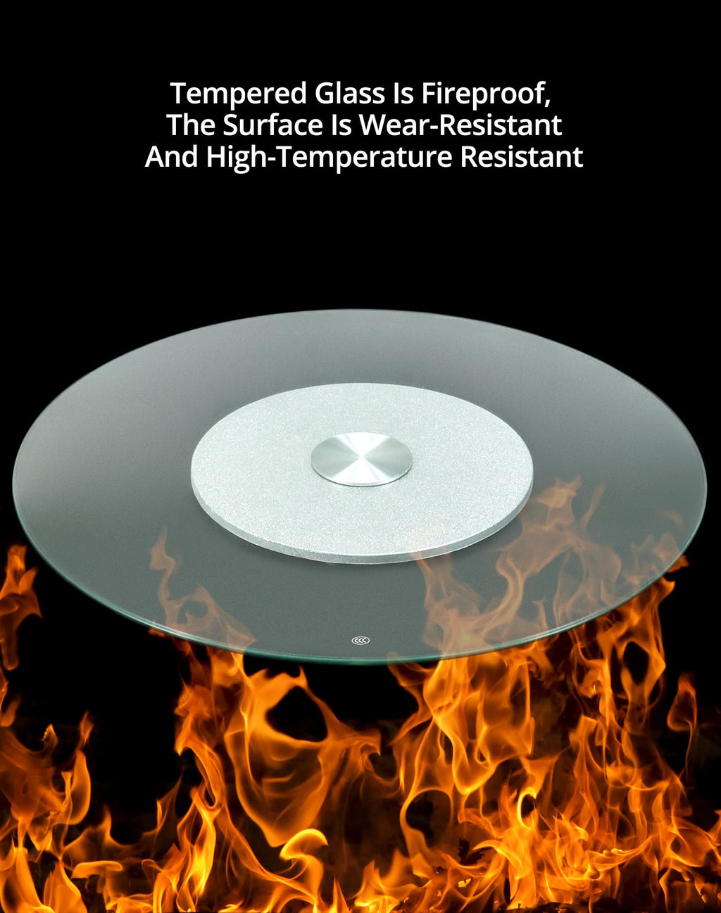 QWORK 27" Tempered Glass Lazy Susan Rotating Serving Plate Turntable