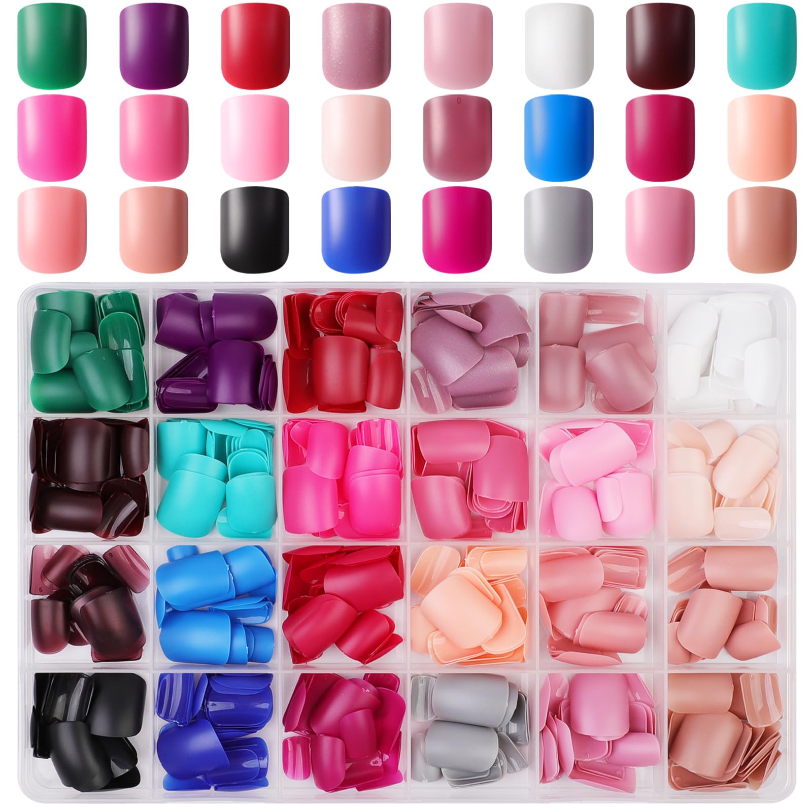 JUSTOTRY 576 PCS Matte Short Press on Nails - Square False Nail Kit