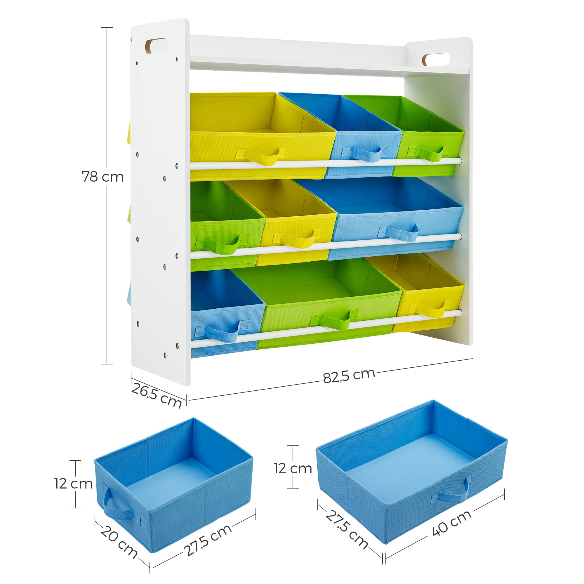SONGMICS Kids Toy Organiser | Wooden Storage Unit with 9 Bins