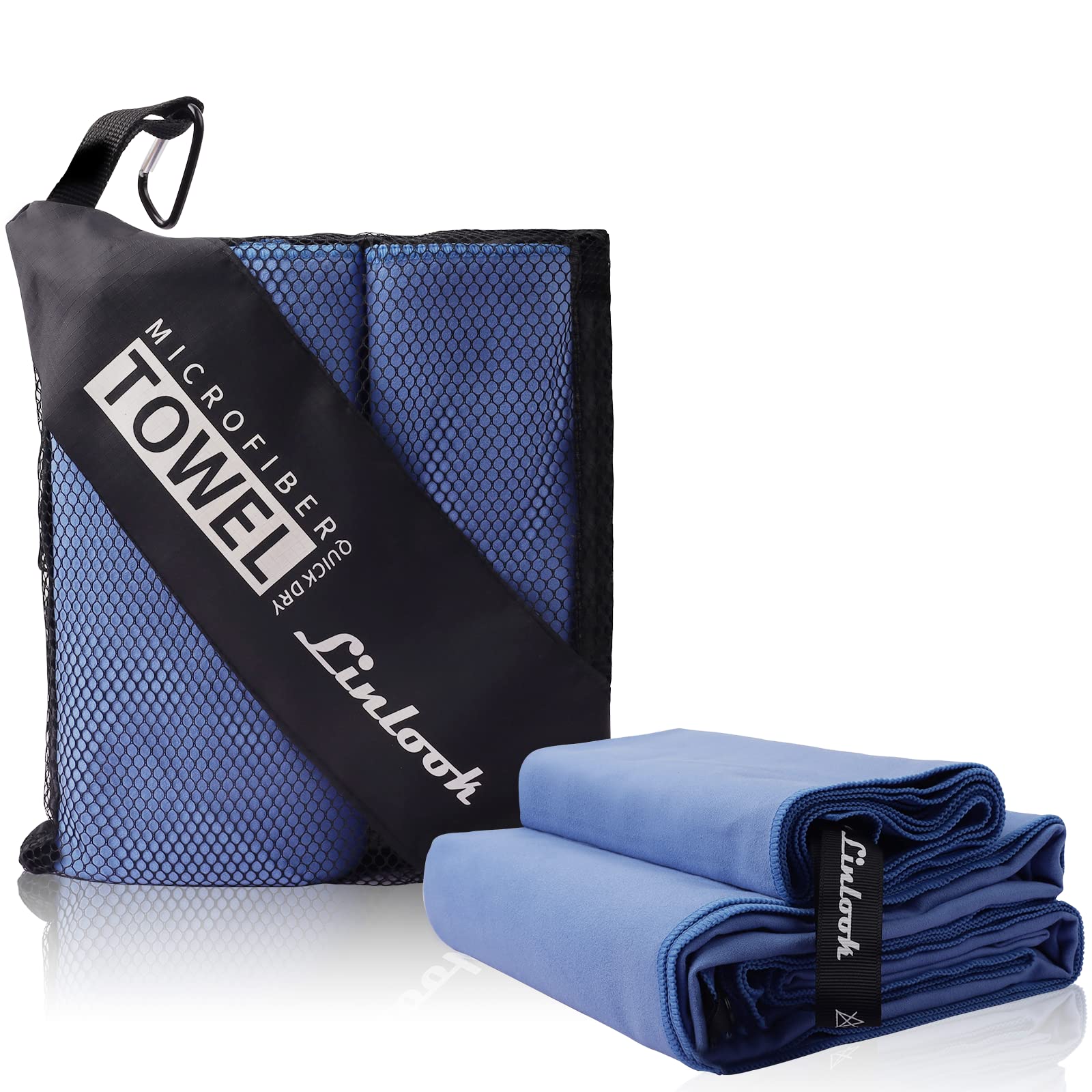 Linlook Microfibre Towel Set – Quick Dry & Lightweight for Gym, Beach, Navy