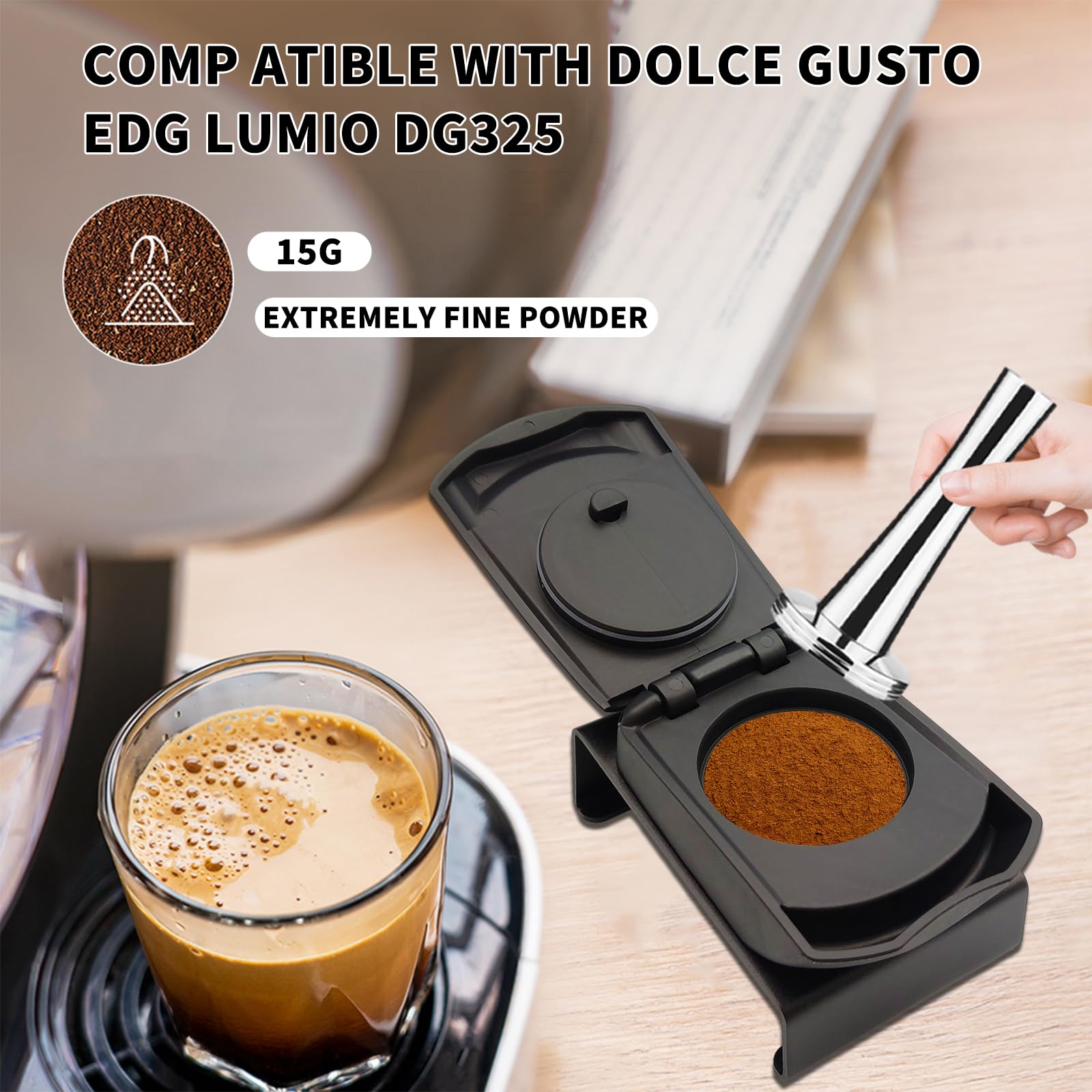 FOXNSK Reusable Coffee Capsule Adapter for Dolce Gusto edgLUMIO DG325