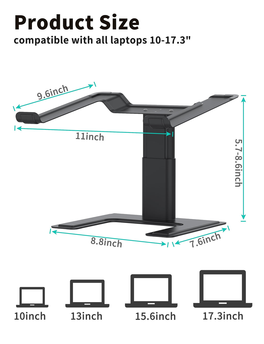 ALASHI Laptop Stand for Desk, Computer Stand Adjustable Height, Ergonomic Notebook Laptop Riser - image 2