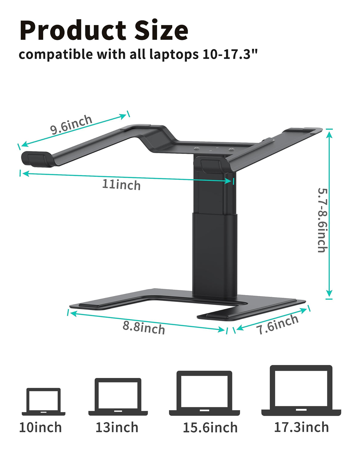 ALASHI Laptop Stand for Desk, Computer Stand Adjustable Height, Ergonomic Notebook Laptop Riser - image 2