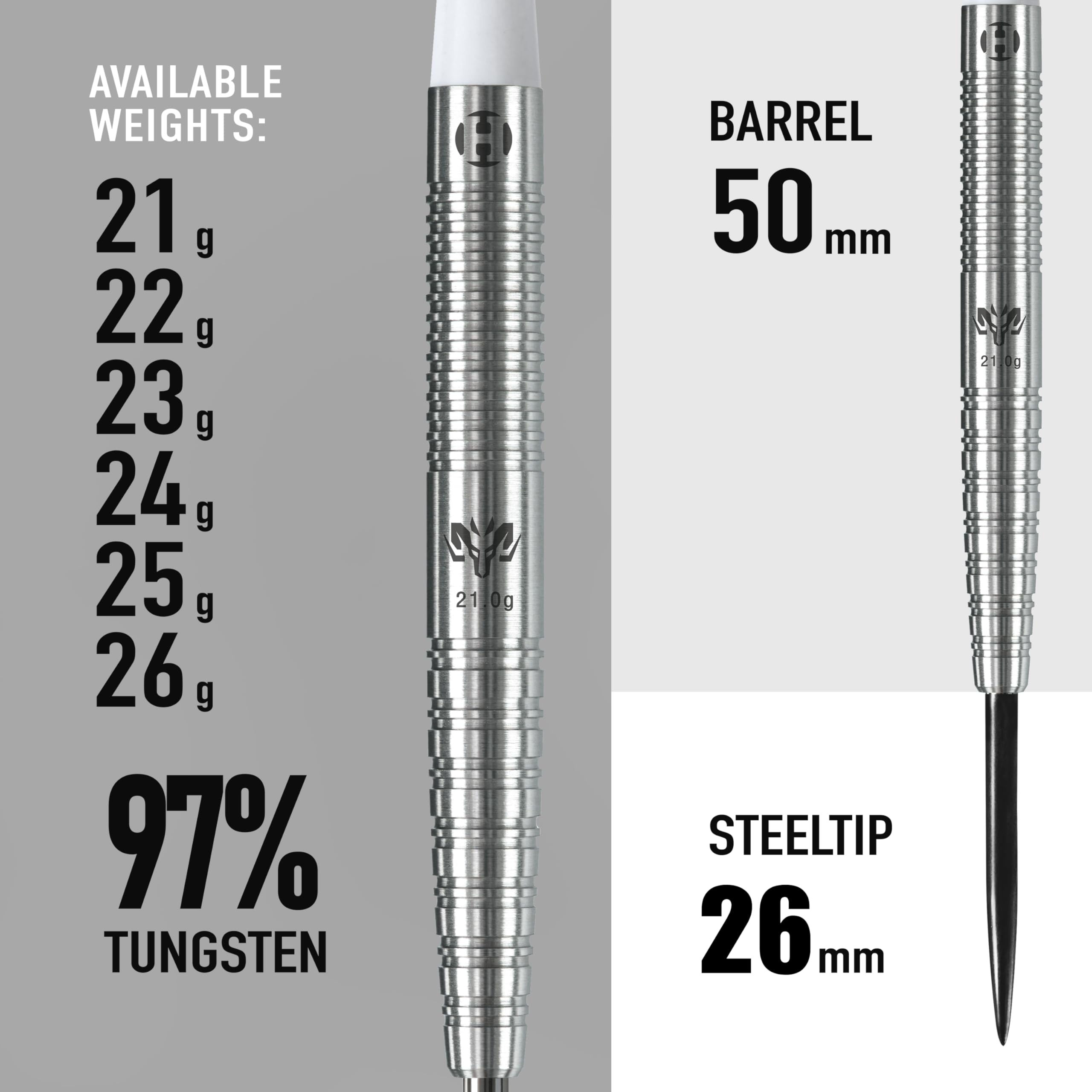Harrows Wolfram 97% Tungsten Steel Tip Darts Set | 21g - 26g