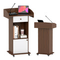 Suuiwau Podium Stand with Drawer, Storage Cabinet and Wheels