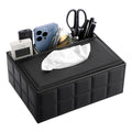 BTSKY PU Leather Desk Organizer - Rectangular Tissue Box & Remote Holder