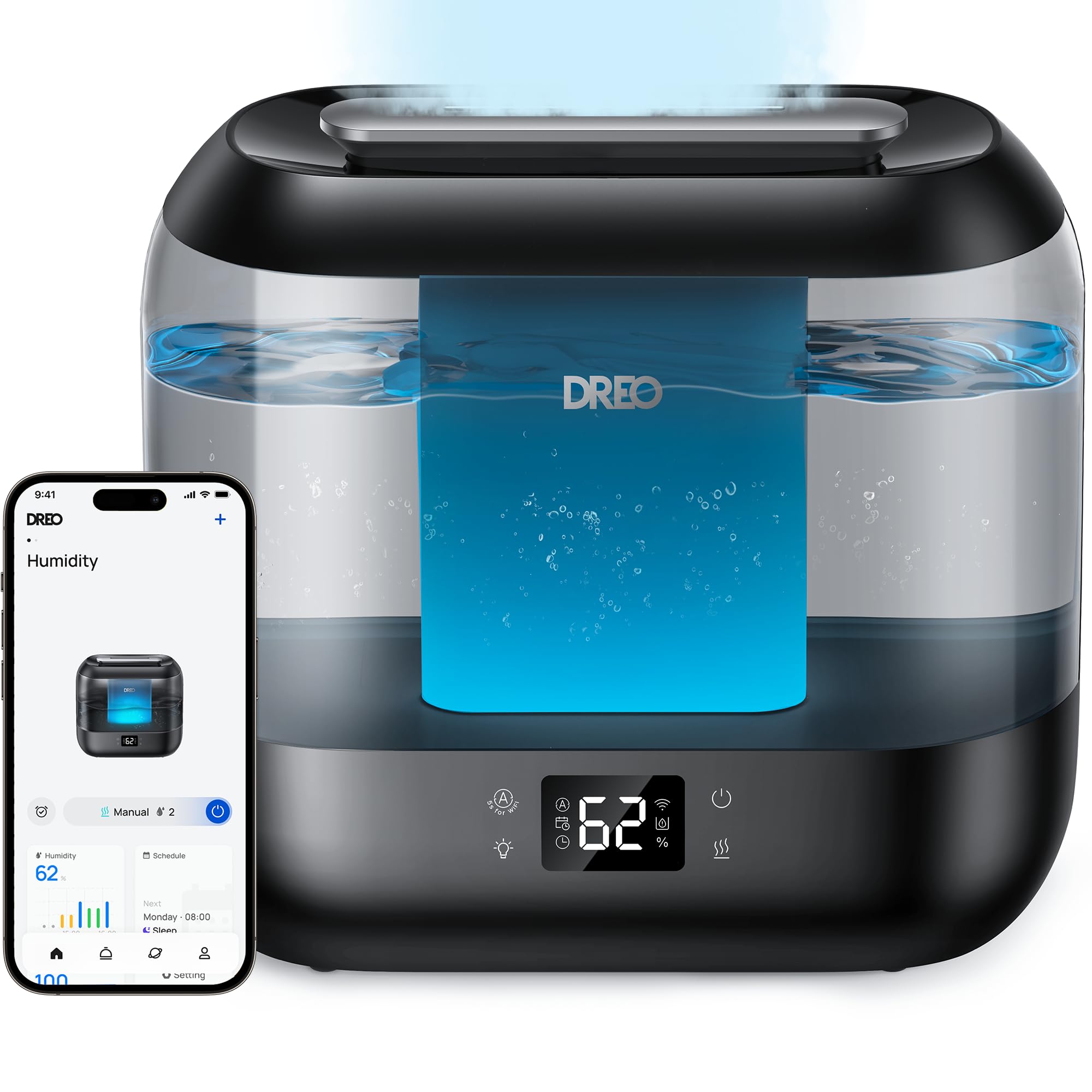 Dreo Smart Cool Mist Humidifier | 4L Ultrasonic Oil Diffuser for Bedroom