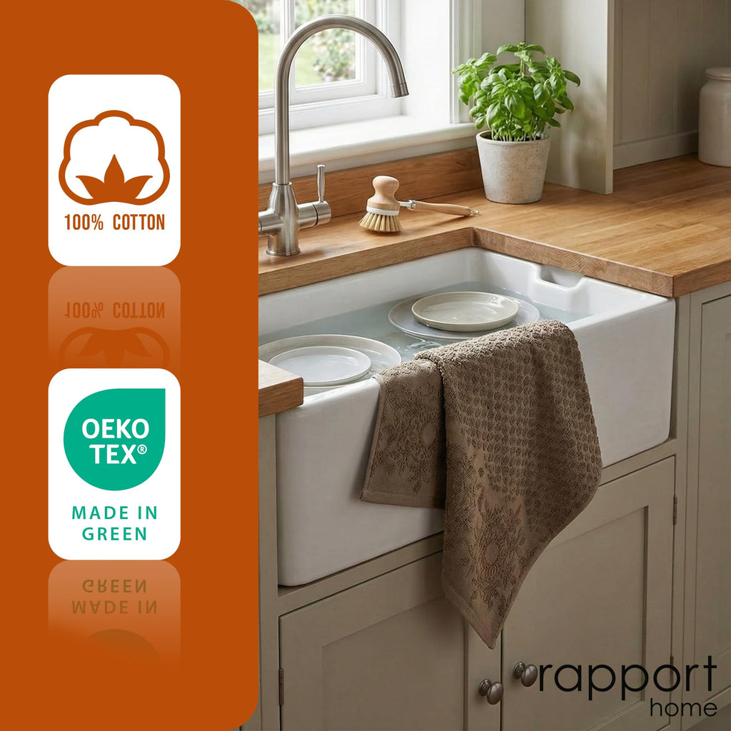 Rapport Home Versailles Jacquard Hand Towels 2 Pack, Mushroom Latte - image 4