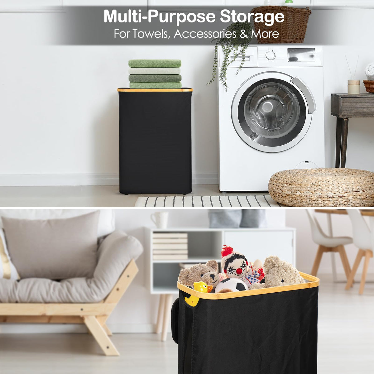 Toilet Roll Storage, 50L Toilet Paper Storage for up to 24 Rolls, Multifunctional Large Basket with Side Window, Bathroom Organizer Bin with Lid - image 5