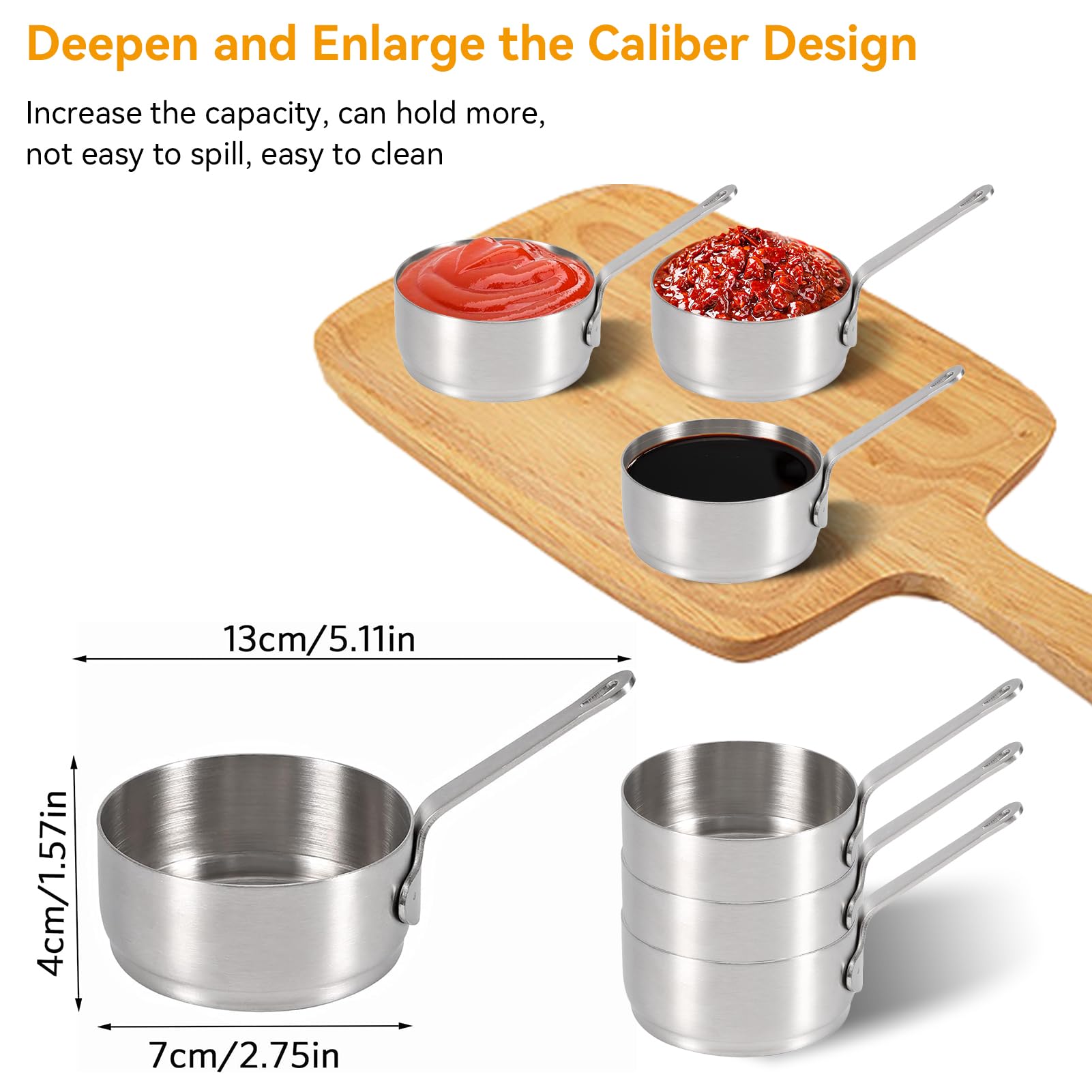 Jolof Store 8Pcs Stainless Steel Mini Saucepan Cups with Handle, 100ml
