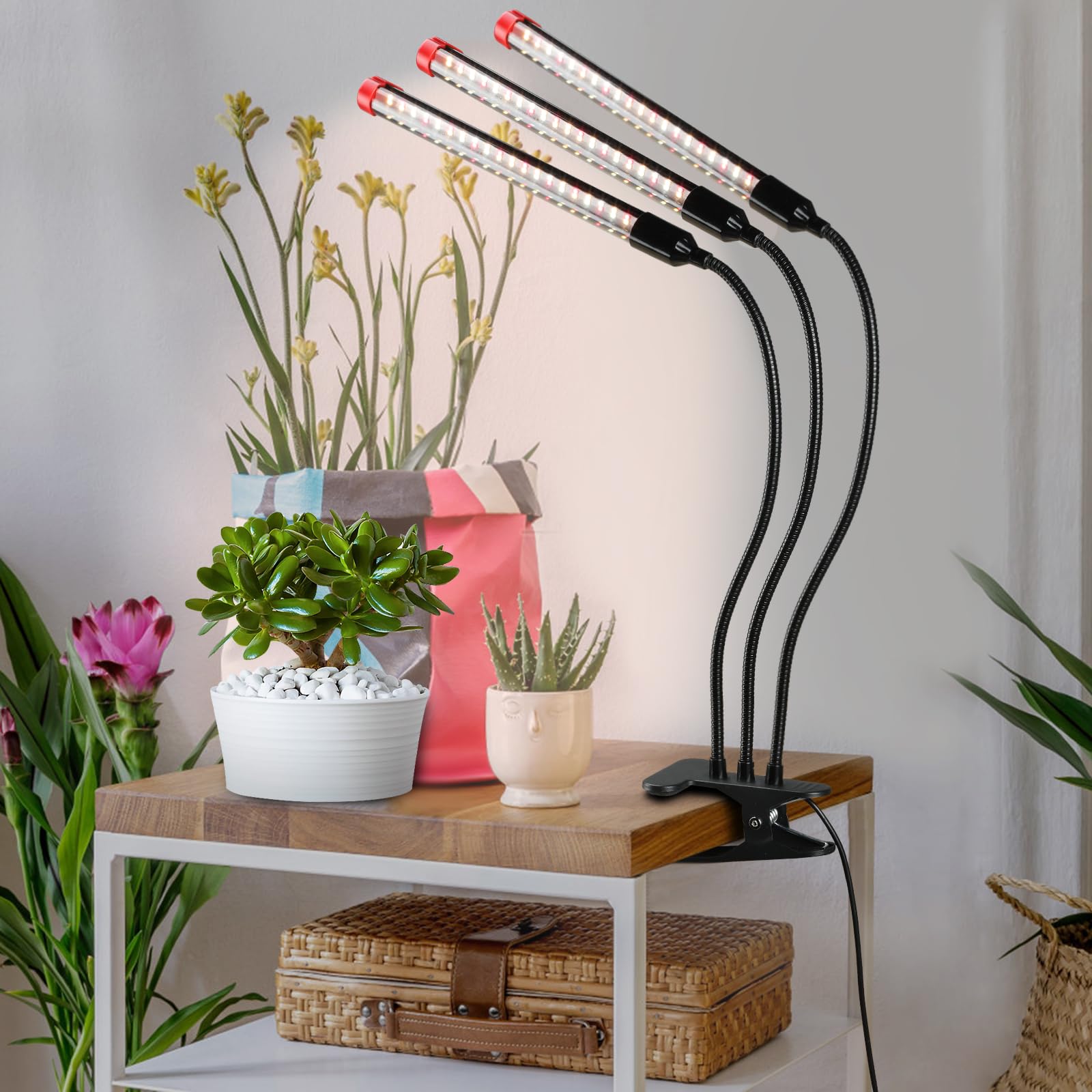 FECiDA 27W LED Clip Grow Light | Full Spectrum 3000LM Lamp with Timer