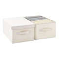 Pomodee Beige Foldable Storage Box with Lids,Set of 2 Large Wardrobe Long Storage Organiser,Collapsible Storage Baskets for - image 1