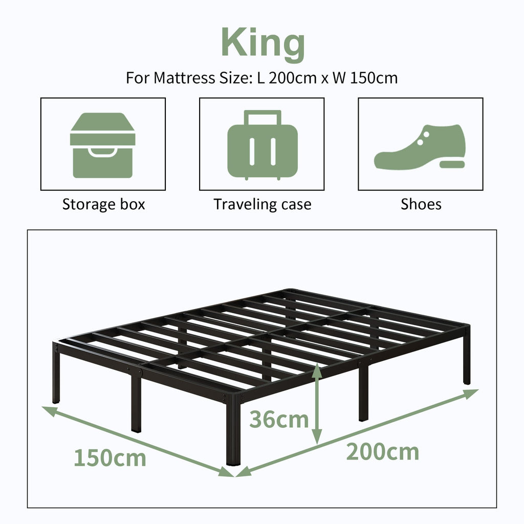 Lutown King Size Metal Bed Frame | Heavy Duty 5ft Platform Base