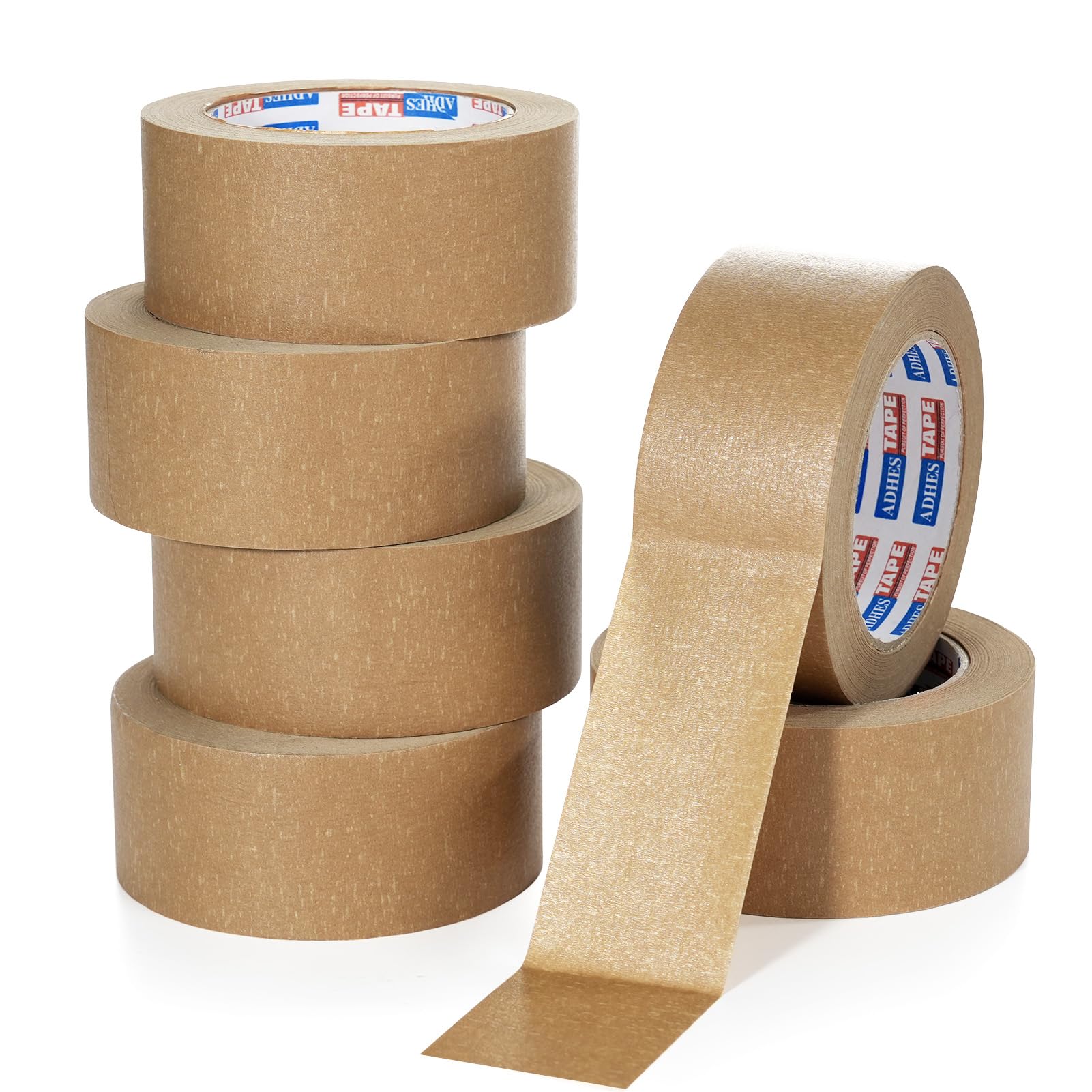 ADHES Heavy Duty Kraft Paper Tape | Eco-Friendly Packing Tape, 6 Rolls