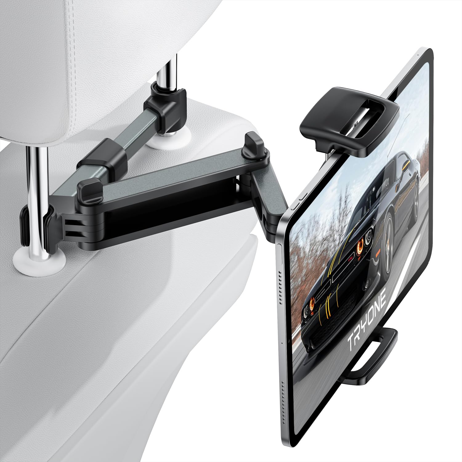 TRYONE Car Headrest Tablet Holder – Stretchable Mount for 4.7-12.9" Devices