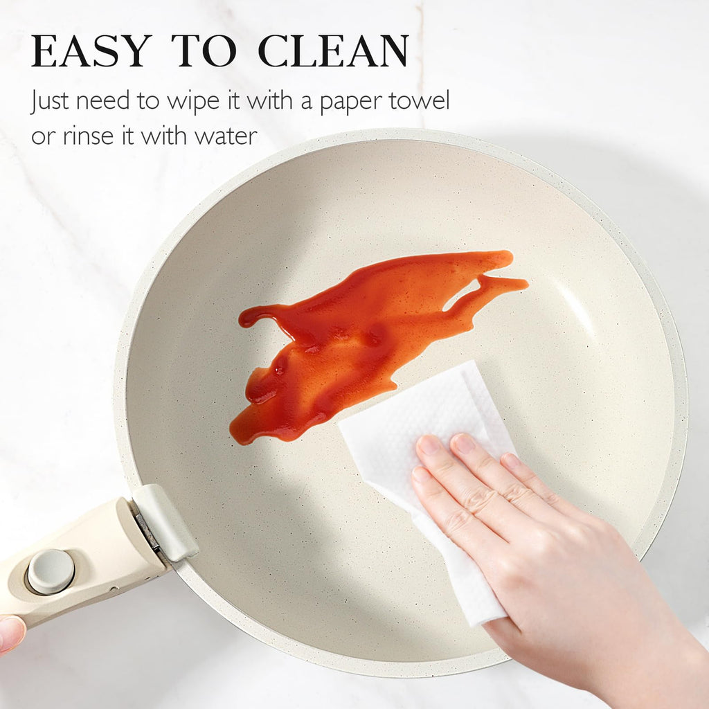 GiPP 3-Piece Nonstick Cookware Set with Detachable Handle | White