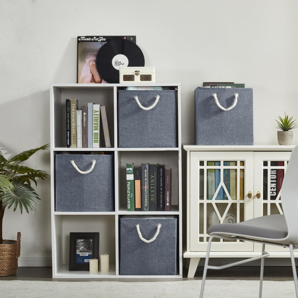 Mangata 4 Pack Storage Cubes for Shelves, Fabric Storage Boxes with Cotton Rope Handles Home Organization - image 5