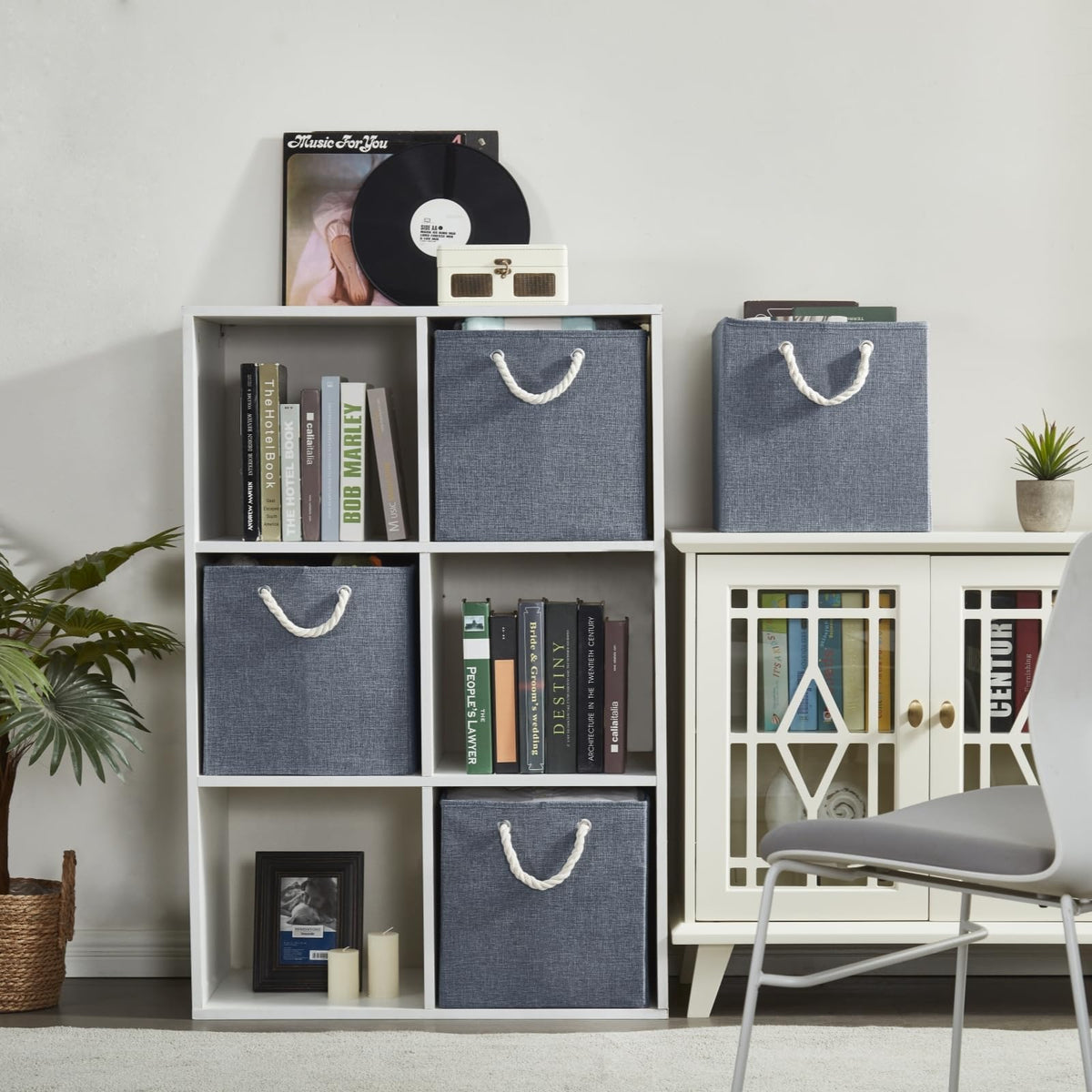 Mangata 4 Pack Storage Cubes for Shelves, Fabric Storage Boxes with Cotton Rope Handles Home Organization - image 5