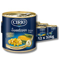 Cirio Sweetcorn Kernels – Steam Cooked Canned Corn, 326g (Pack of 12)